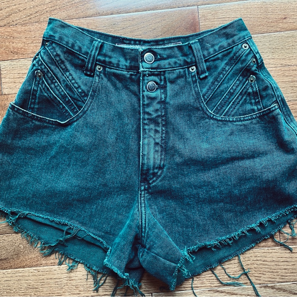80’s Green Denim High-Waisted Women Shorts